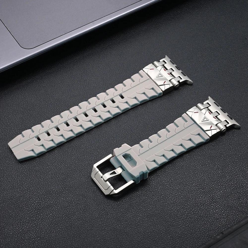 Men Silicone Band For Apple Watch Ultra 2/1 49mm Series 10 9 8 7 Se 6 5 Se Luxury Sports Bracelet for Iwatch 46mm 44 45mm Strap