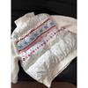 American sweet and cool style Fair Island knitted splicing stand-up neck cotton clothes, light and thin, thin and warm, versatile cotton-padded clothe
