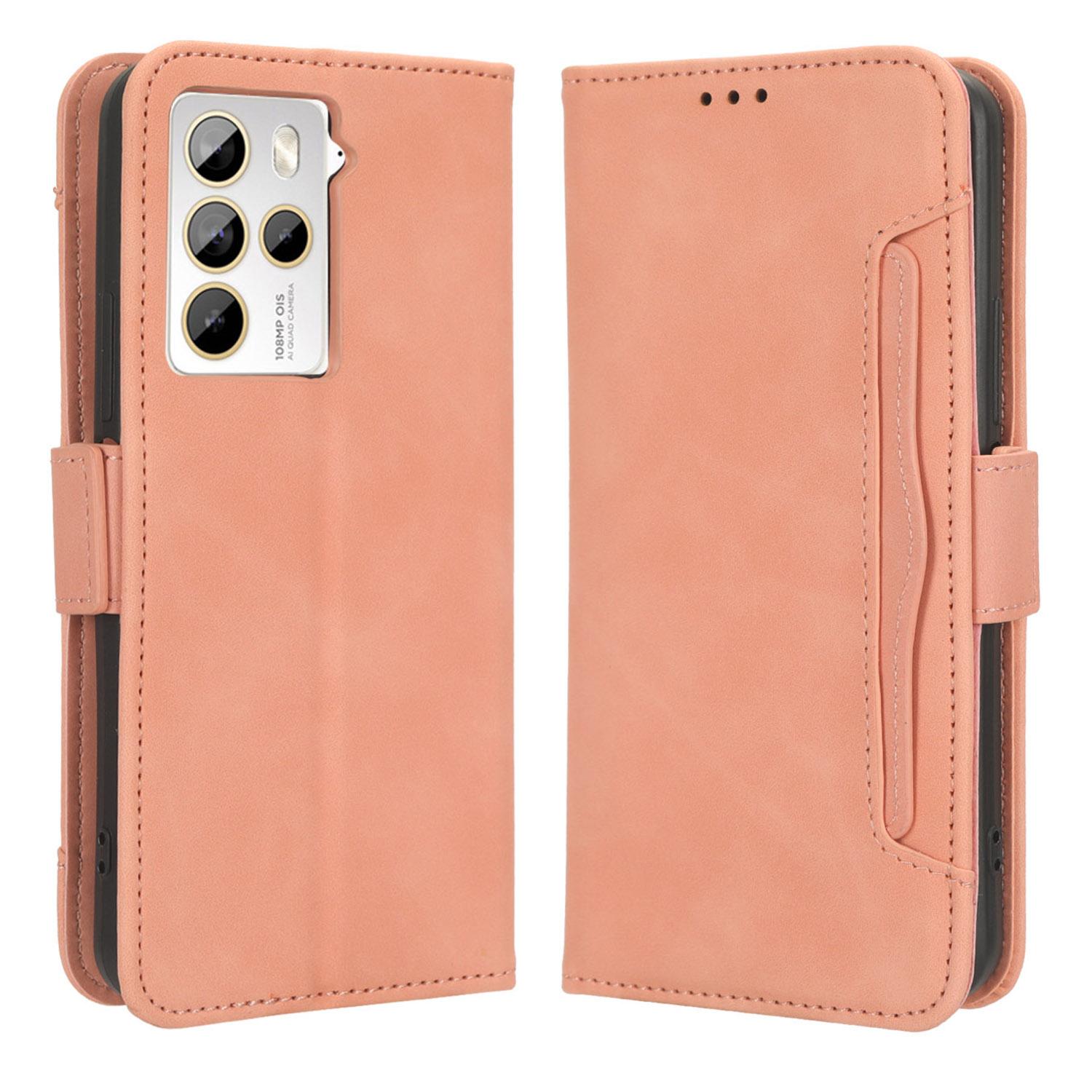 

For HTC U23 Pro 5G Multiple Card Slots Cell Phone Cover PU Leather Case with Stand Wallet Pink