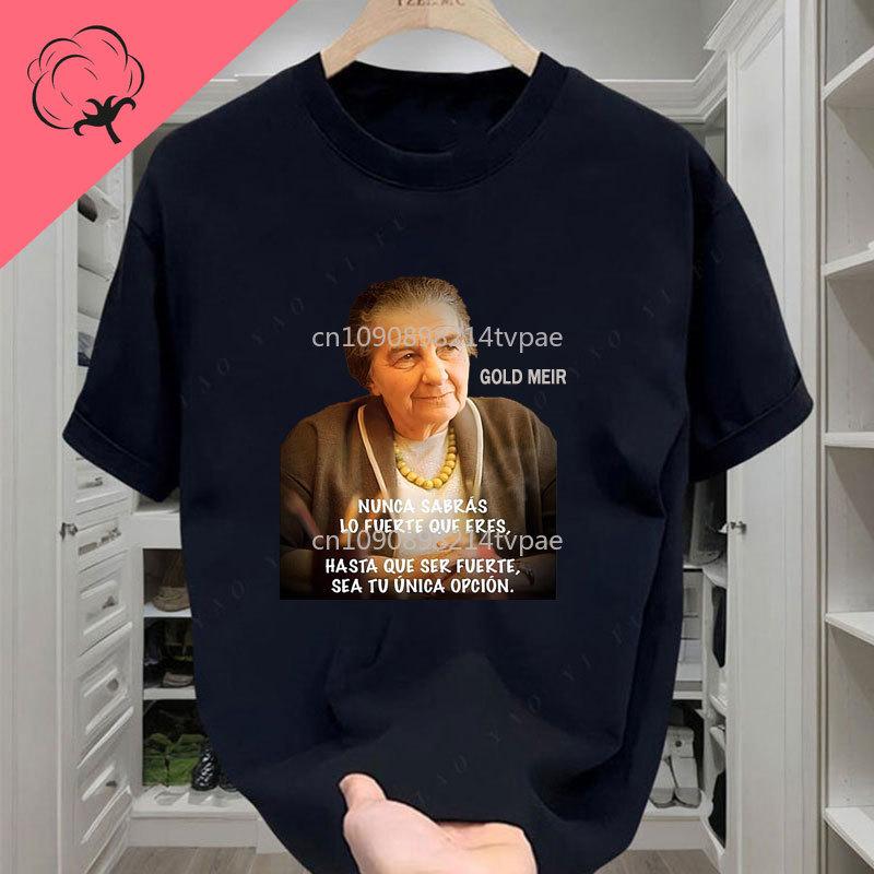 Israel Determined Leader A Strong Golda Meir Camiseta Women of Our Time Pure Cotton Vintage Classic Crewneck Goth Clothes S