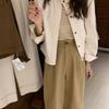 Women's Solid Color Cargo Jacket Korean Style Casual Short Length Long Sleeve Outerwear for Autumn