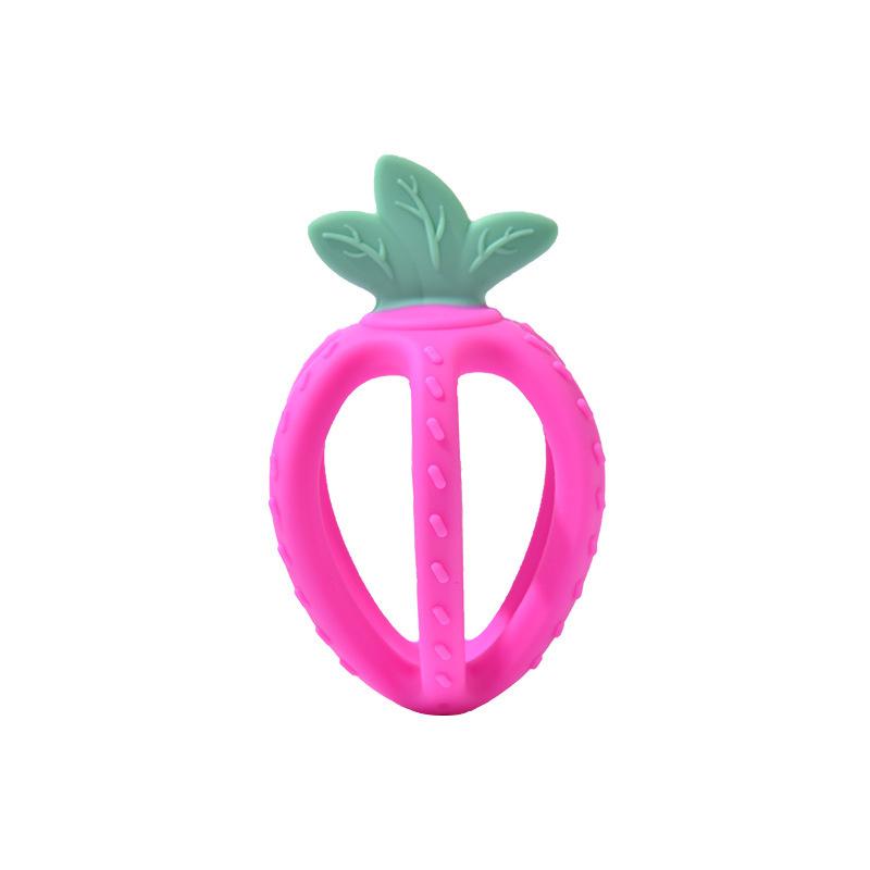 Baby Hand Grab Ball Teether Baby Silicone Strawberry Soothing Chew Child Spherical Molar Stick Toy