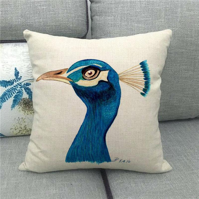Beautiful Peacock Animal Head Face Digital Printing Short Plush Pillow Covers For Car Sofa Office Cushion Cover Home Goods