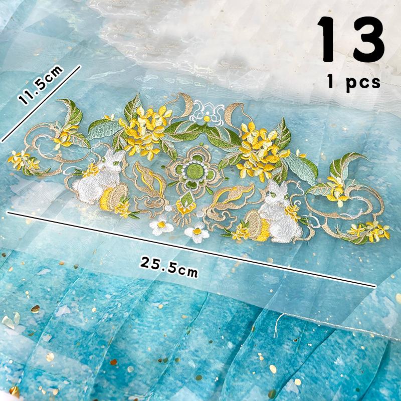 1pc Chinese Style Embroidery Patch Hanfu Cheongsam Decor Trims Collar Waist Lace Shirts Neckline Edge DIY Sewing Accessories