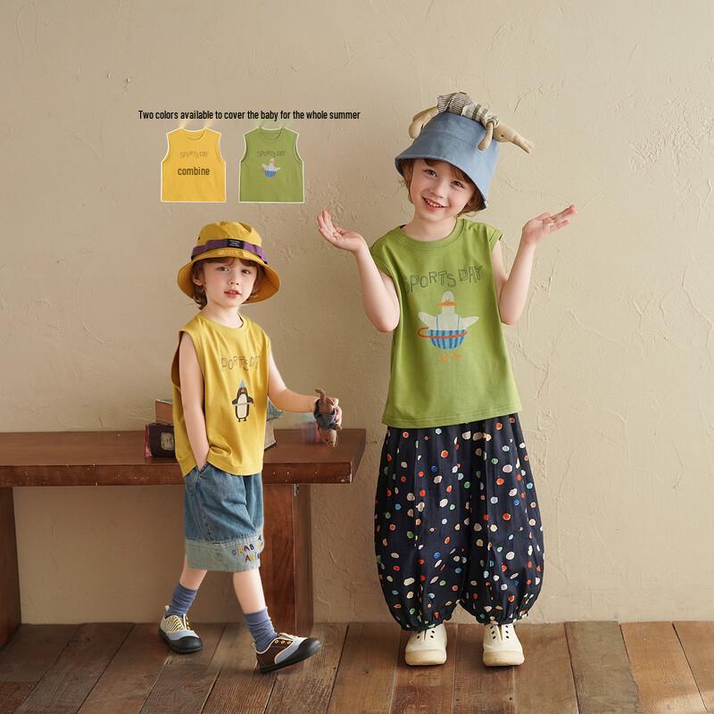 Boys  Summer Cartoon Print Pure Cotton Vest 35