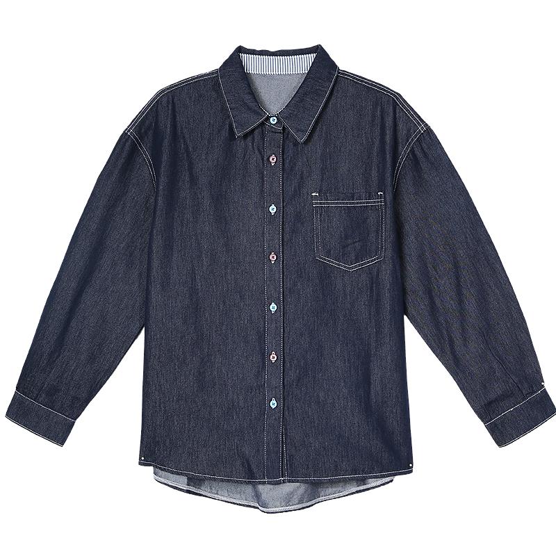 Betu Women s 2025 Autumn Contrasting Button Shirt M
