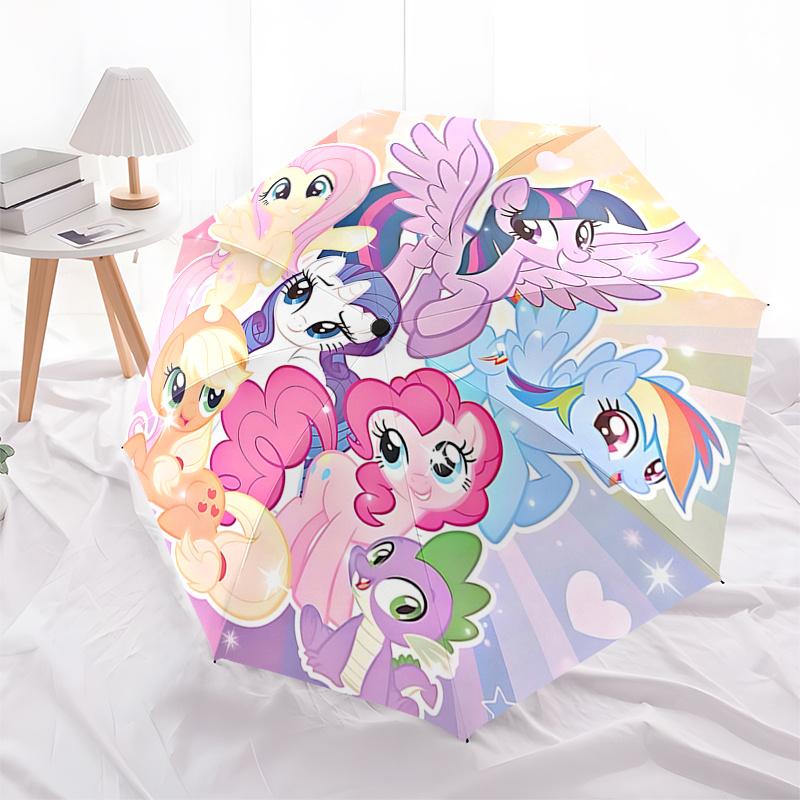 

My Little Pony Festival Gift Set: Automatic Opening Umbrella with Foldable Design and Iron Frame for Outdoor Use, Perfect for Fans and Trave