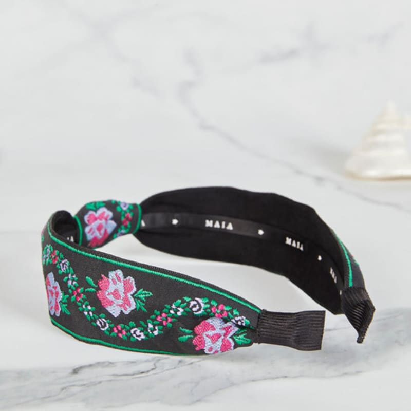 MAIA Pearl Flower Jacquard Hairband A - Knot Green