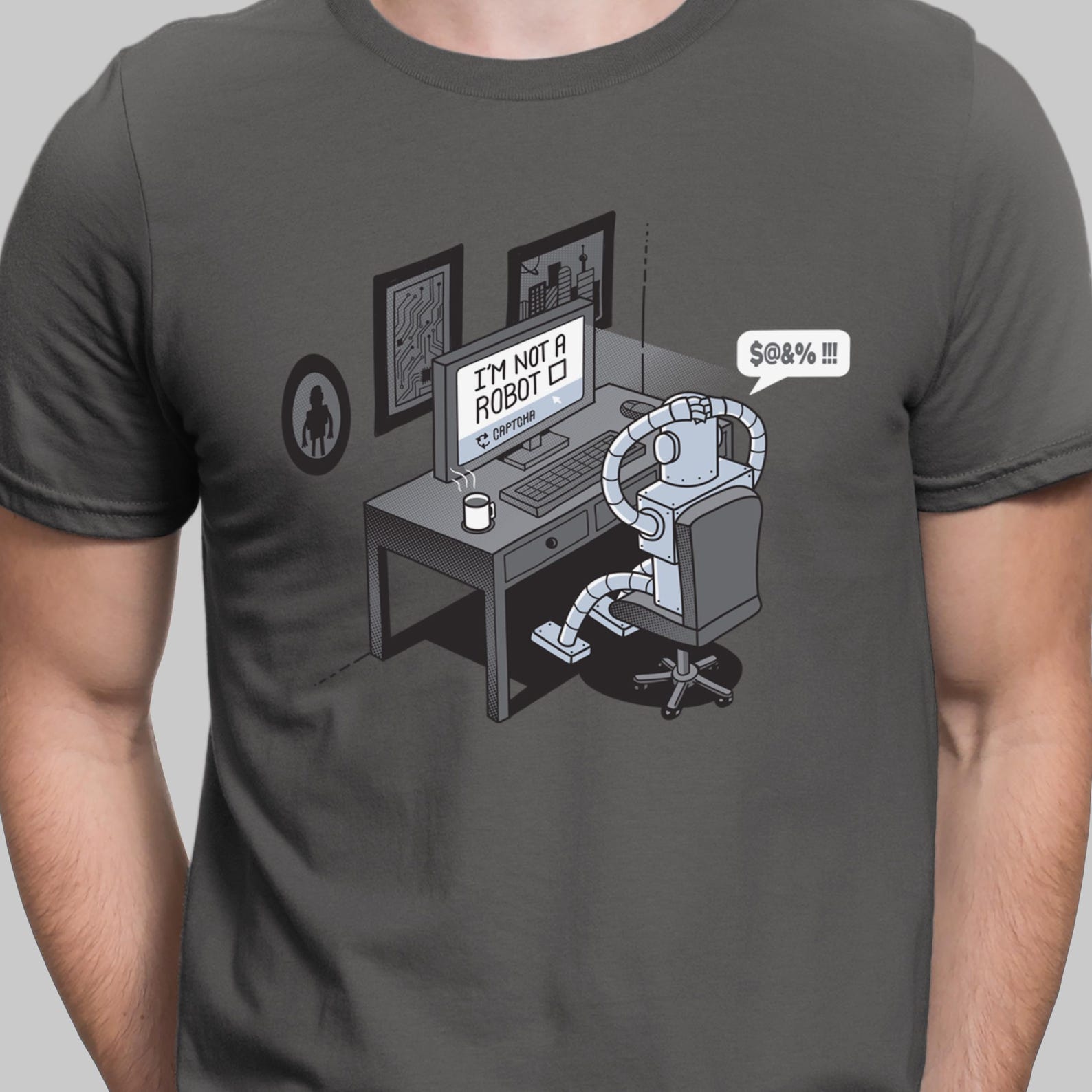 I m Not a Robot Captcha T Shirt Funny Computer Pun Unisex T-shirt IT Humor Shirt S