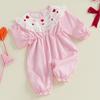 Baby Girl Fall Romper Long Sleeve Lace Patchwork Plaid Print Jumpsuit Infant Spring Outfit