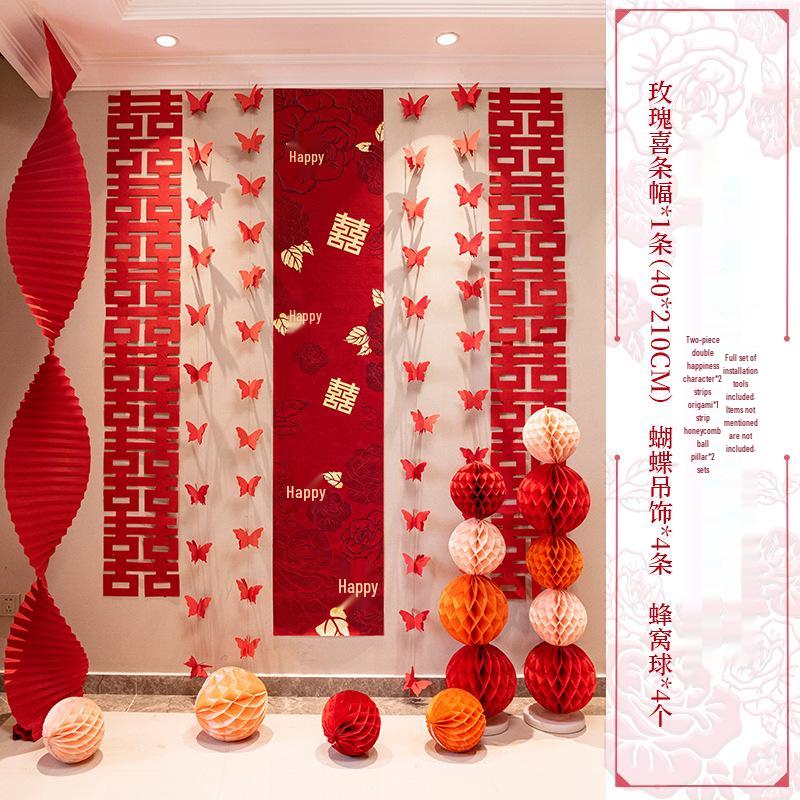 Wedding Decoration Set: Groom & Bride's Room Ornaments with Bunting & Robe Wall Décor