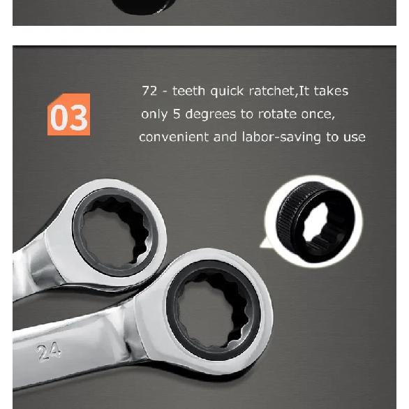 1pcs  Reversible Dual-purpose ratchet wrench Ratchet Socket Spanner Nut Repair Tools 6mm-19mm
