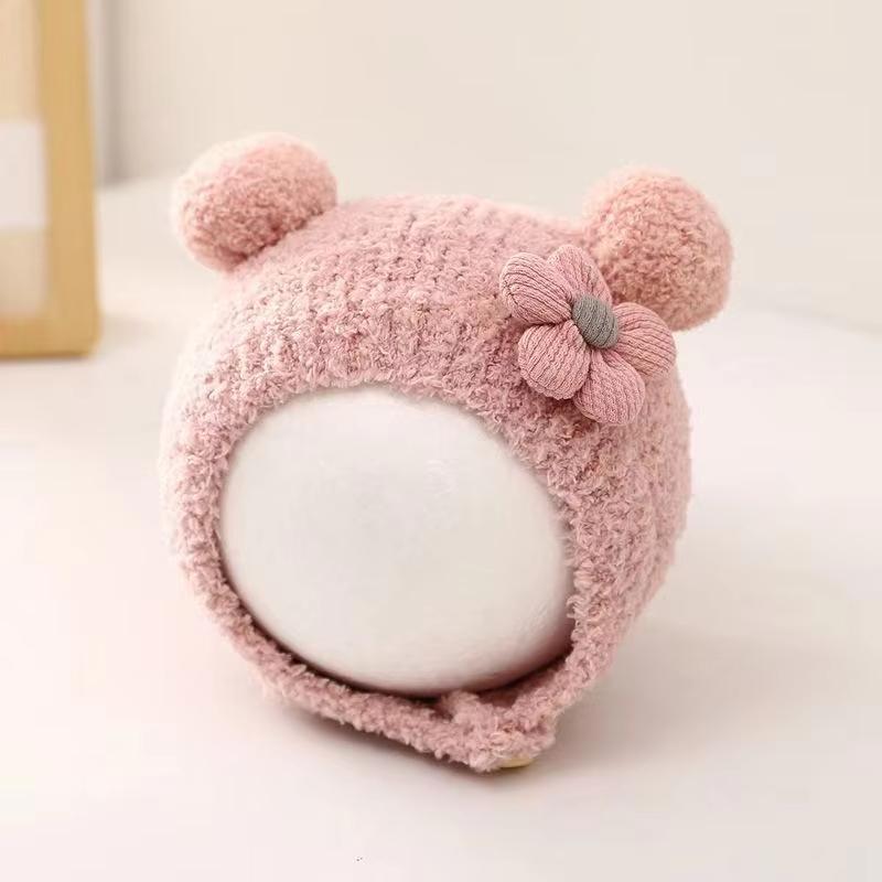 

Милая детская шапка с цветком вишни, зимняя, теплая, бархатная, для младенцев, мальчиков и девочек, шапочки, защита ушей, для малышей, шапки-пуловеры Pink flower