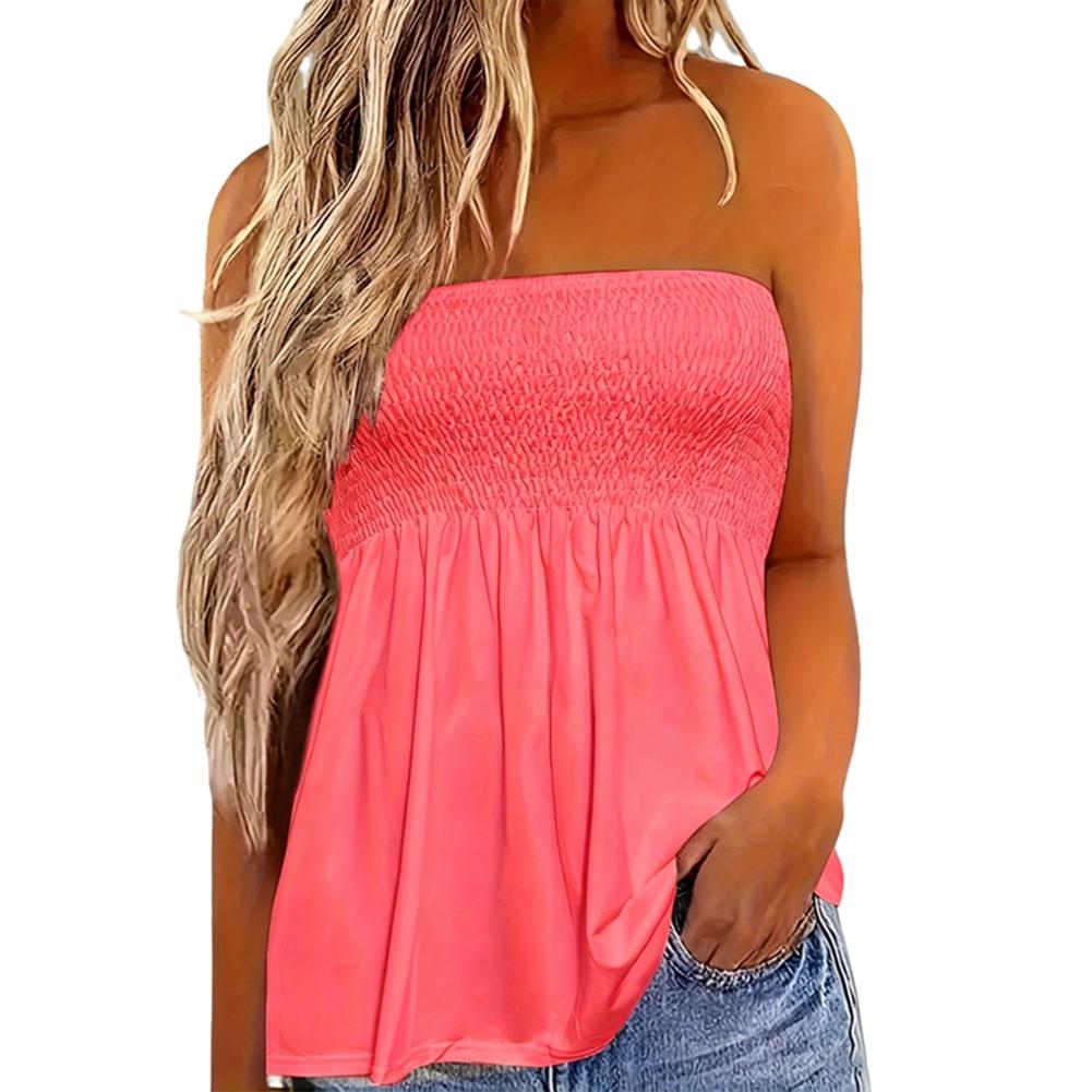Women's Summer Strapless Top Sleeveless Bandeau Tanks