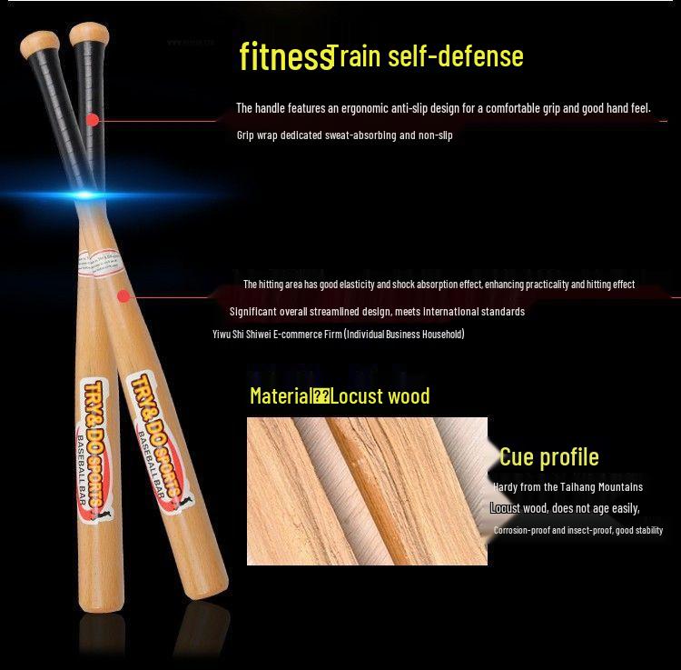 Solid Wood Baseball Bat - Sturdy Self-Defense and Home Protection Tool