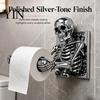 Spooky Restroom Wall Art Skeleton Toilet Paper Holder, Mount Skull Tissue Gothic Bathroom Decor Roll Organizer Stand, Halloween Decoration for