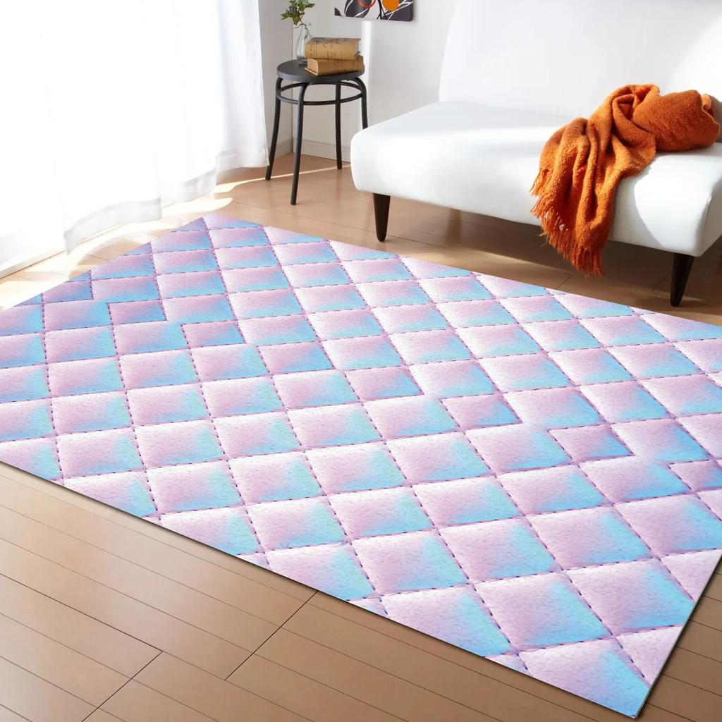 Koberec s potiskem mořských šupin Barevný Zábavný Potisk rybích šupin Koberec do obývacího pokoje Oceánský motiv Vnitřní podlahová rohožka Třpytivá Dekorativní rohožka