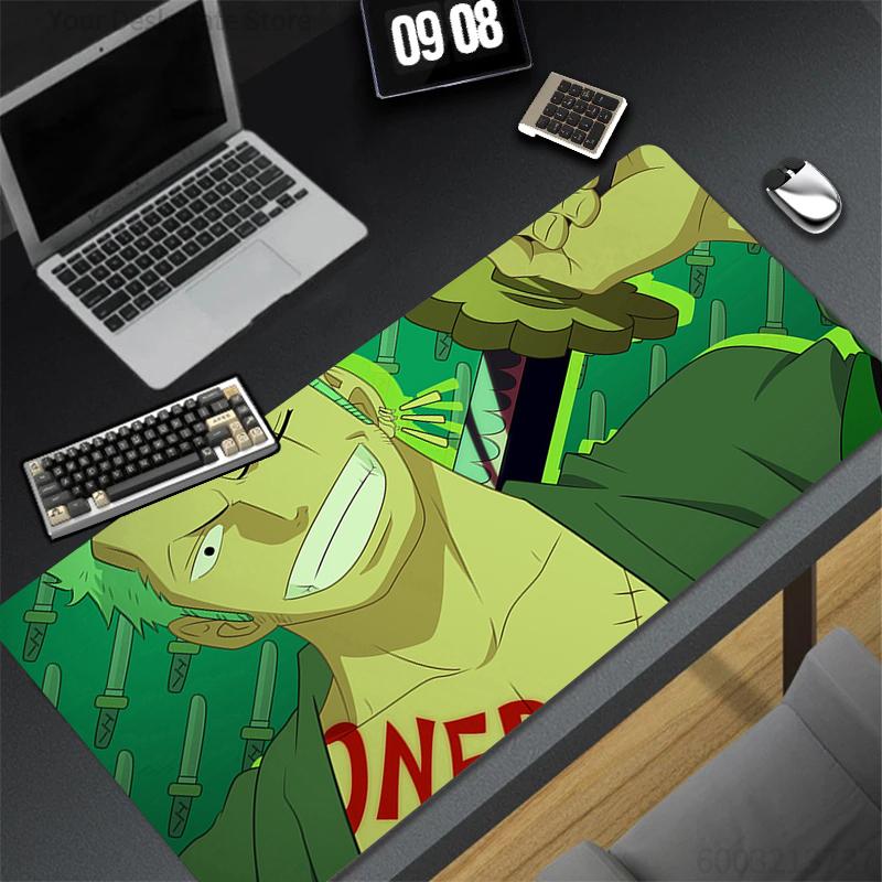 Japan Anime Mousepad Computer Gamer Lock Edge Extended Desk Mat Laptop One Piece Zoro Keyboard Mouse Pad Natural Rubber Carpet