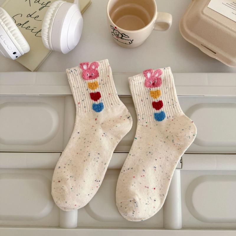 Ladies Spring and Autumn All Kinds of Creative New Cute Cartoon Bear Academy Wind Tube Socks