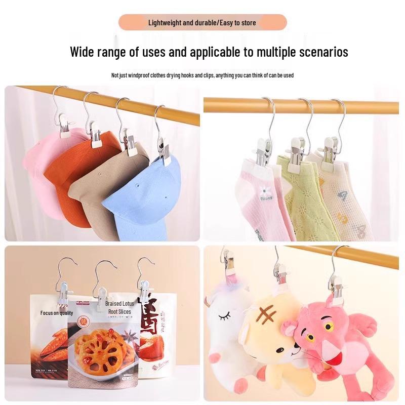 Portable Multifunctional Stainless Steel Clip with Hook - No Mark Trousers, Skirt, and Clothes Peg