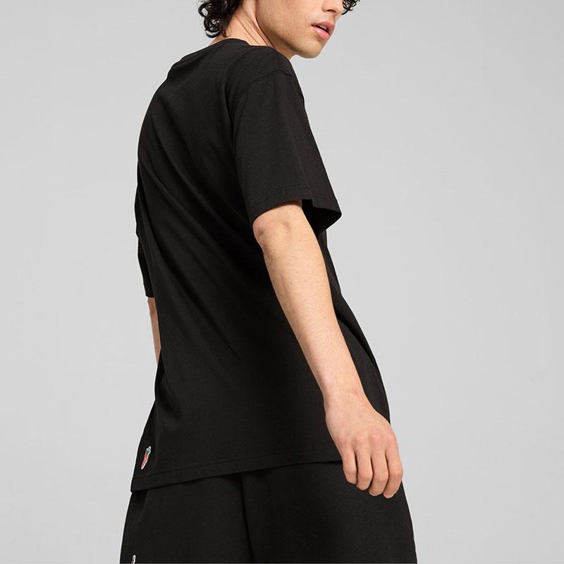 Puma X Carrots Essentials SS24 Brand Logo Fashion Print Crew Neck Short Sleeve T-Shirt Unisex T-Shirt Black 627443-01