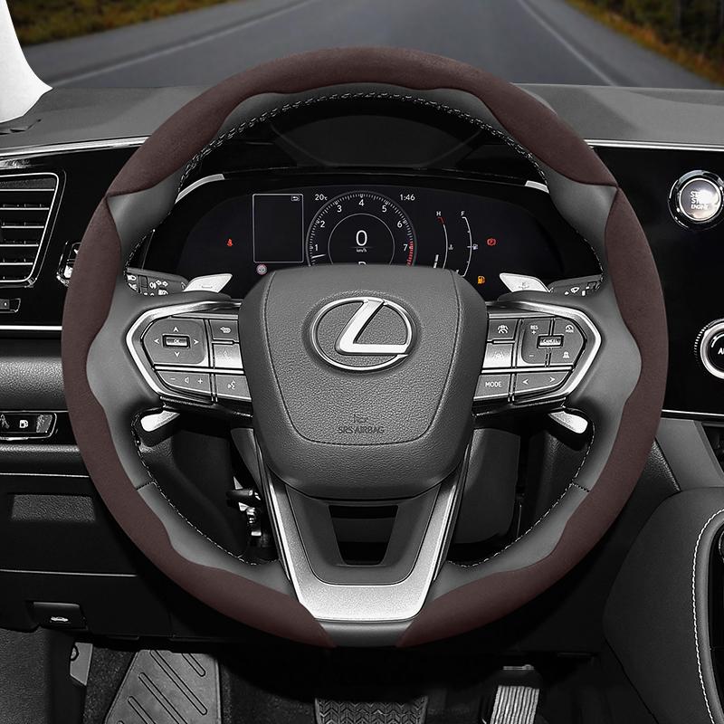 Suitable for Lexus Anti-Slip Buckle Segmented Suede Steering Wheel Cover Suitable for Is250 Ct200H Is350 Es300H Rc Is300H Rx Rx450H