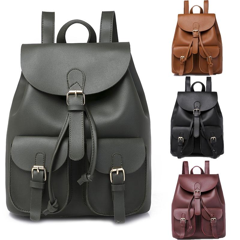 Fashionable College Style Backpack For Women With Pure Color And Waterproof Feature
