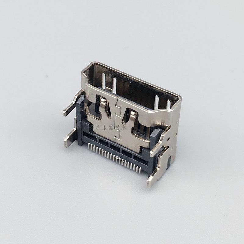 HDMI Type A 19-Pin Female SMD Socket, Front Insert Rear Mount Computer Connector