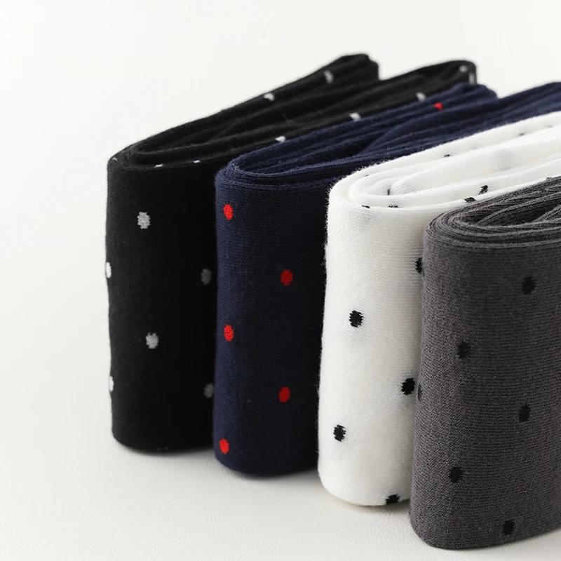 Frühlings Damen Polka Dot Kniehohe Socken Modische Hochwertige Gekämmte Baumwollstrümpfe Geeignet für Damenbekleidung Mit Geschenk