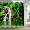 Natürliche Rustikale Landschaft Duschvorhänge See Berg Bäume Blumen Pflanze Badevorhang Für Badezimmer Dekoration Polyester Stoff Set