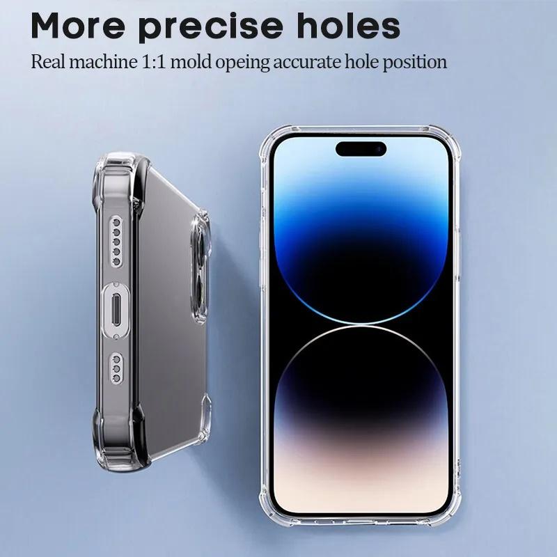 Shockproof Clear Phone Case For iPhone17 16 15 14 13 12 11 Pro Max 16 Plus 13 Mini X XR XS Max 6 6s 7 8 Plus SE Airbag Transparent Soft TPU Cover