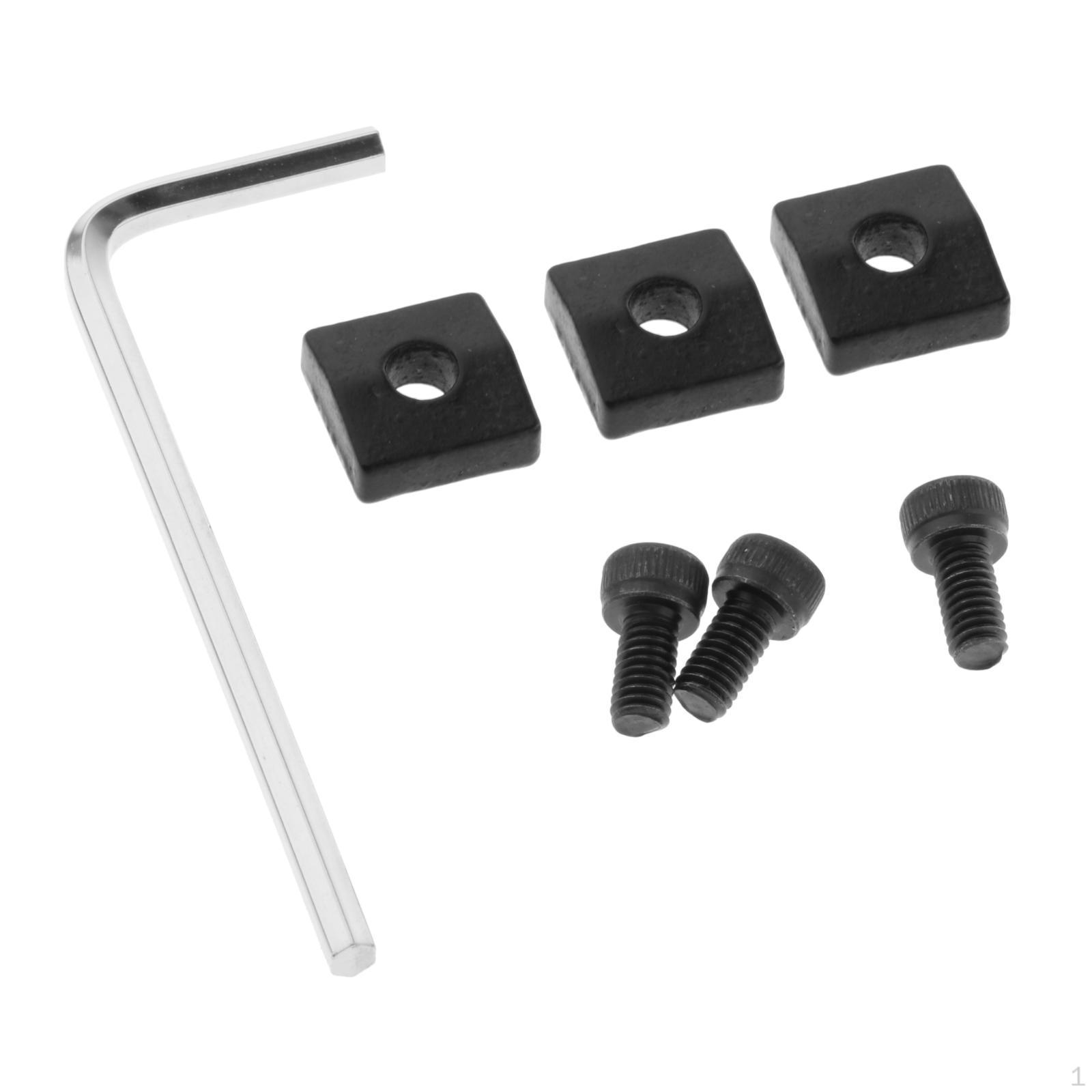 

3 Pieces Guitar Locking Nut Screws Replacement Parts with Wrench for Bridge чорний