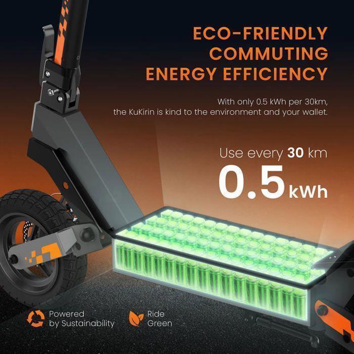 KUKIRIN G2 - Faltbarer Elektroroller - 10"-Räder - 1200W Motor - 48V 15Ah Batterie - 45KM/H - Reichweite 55KM – Schwarz