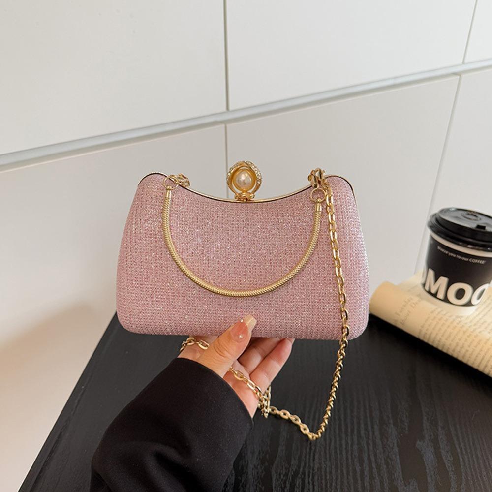 Metal Top Handle Evening Banquet Bag Snap Closure Ladies Clutch Bag Casual Handbag  Wedding
