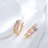 Bright Square Natural Zircon Earrings For Women Girl Trendy  Rose Gold Color Korean Sexy Creative Daily Jewelry