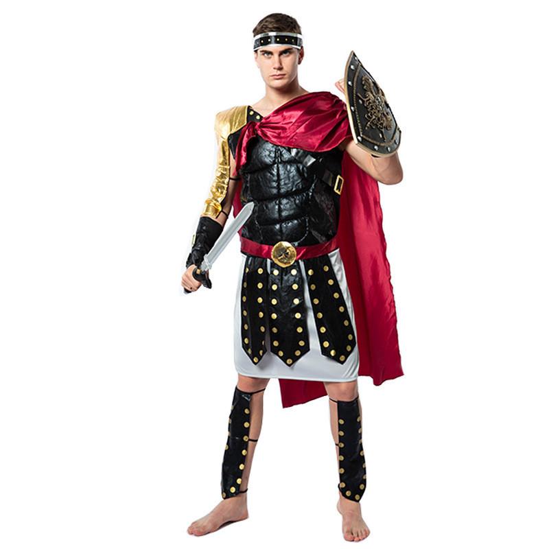 Roman Warrior Costume For Stage Performance With Polyester Fabric For Halloween