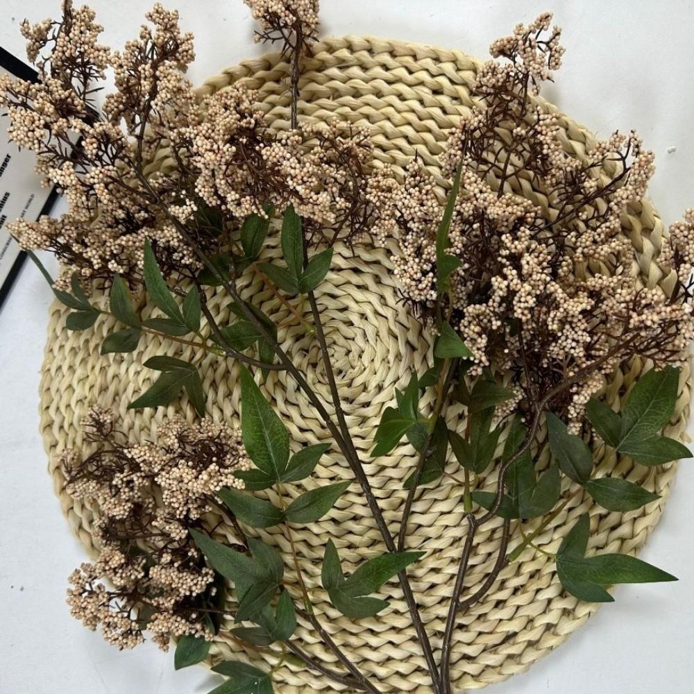 Plastic Artificial Nandina Berry Branch Small Fruit Green Plants Artificial Sophora Flower Realistic Faux Flower