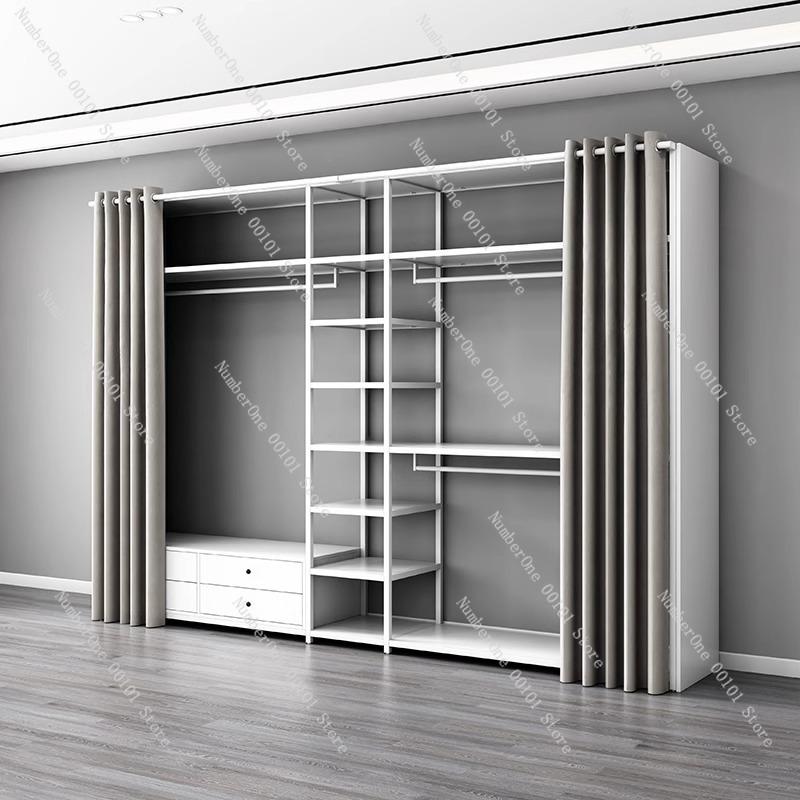 Floor-standing Open Wardrobe,Metal Steel Frame Clothing Rack,DIY Modular Wardrobe for Bedroom Storage,Self-made Clothes Hanger