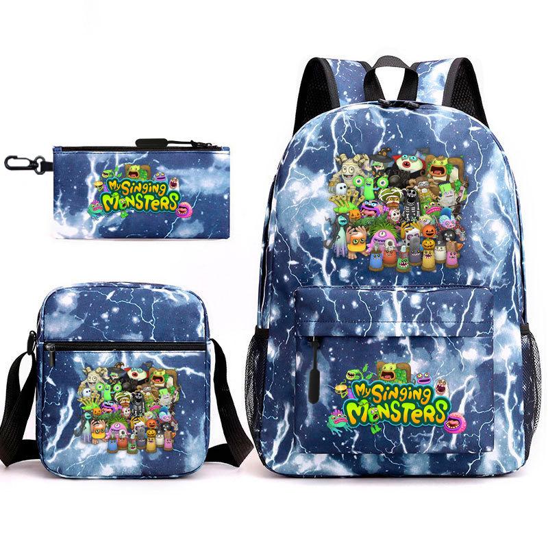 2024 New Monster Concert Starry Sky Backpack My Singing Monsters Elementary School Bag Three-piece Set