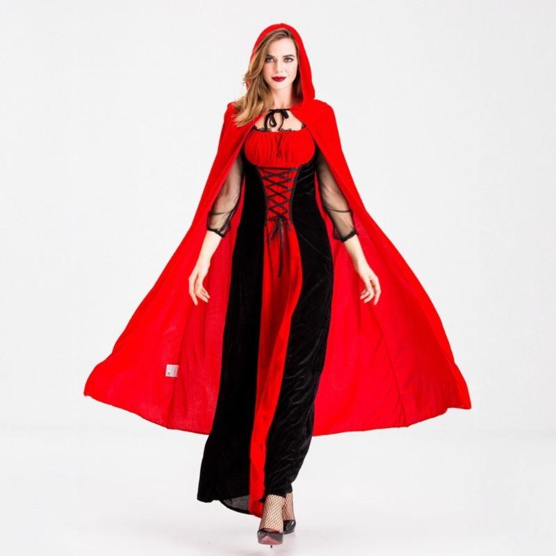 

Хэллоуинская сказка Красная Шапочка и Серый Волк Платье Красной Шапочки игровой костюм S