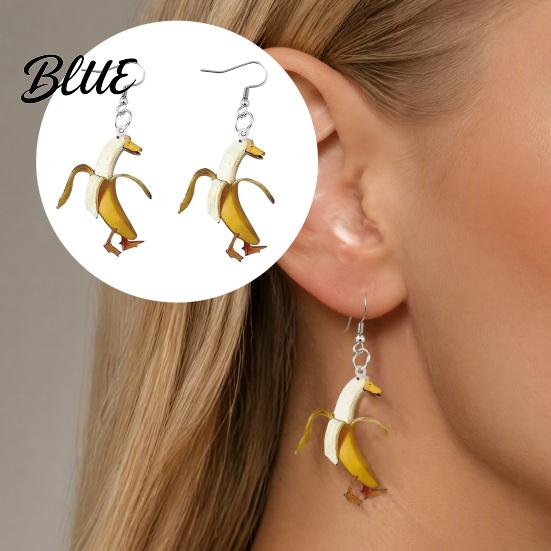 Unique Novelty Garlic Duck Earrings 1 Pair Funny Earrings Garlic/Banana Dangle Drop Creative Cartoon Jewelry for Women Women Cute Acrylic