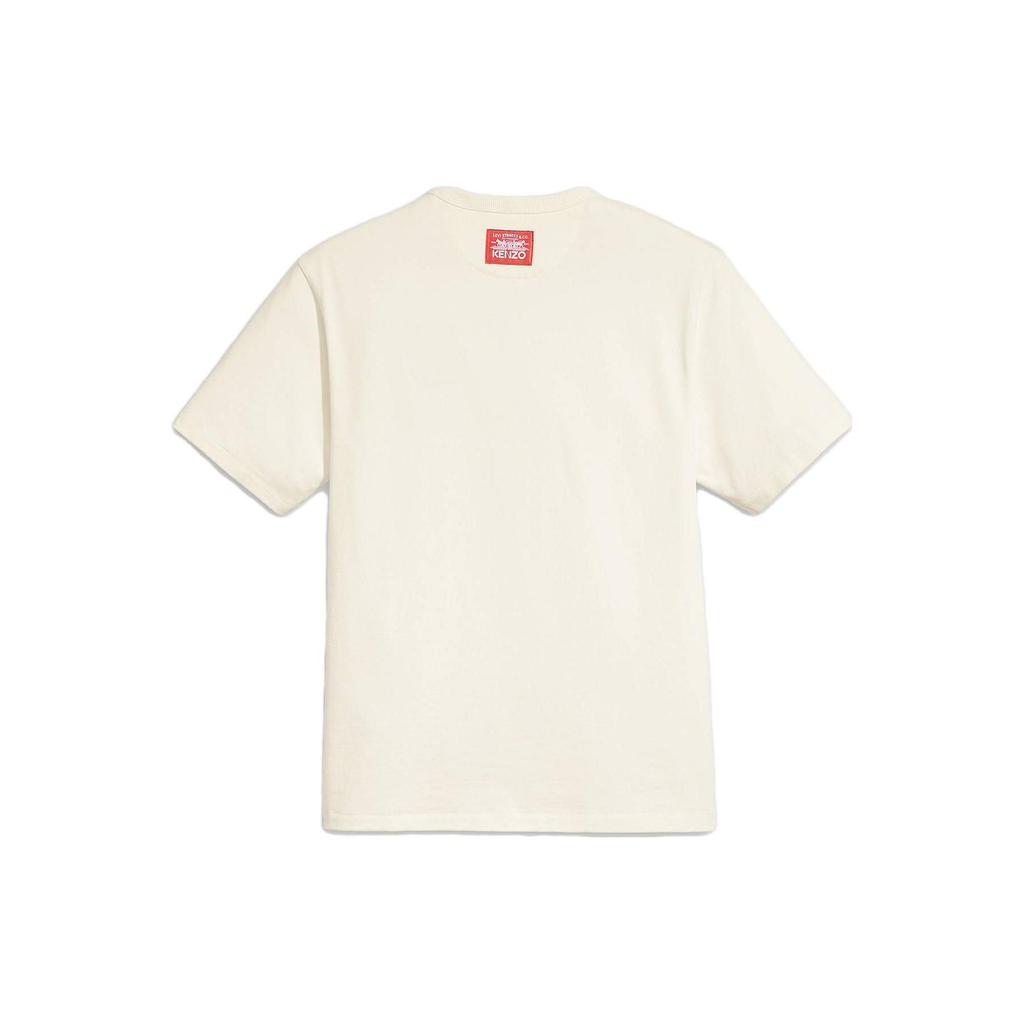 Levis X Kenzo FW23 Co-Branded Logo Patch Pocket Crew Neck Short Sleeve T-Shirt Unisex Tops White A6830-0000