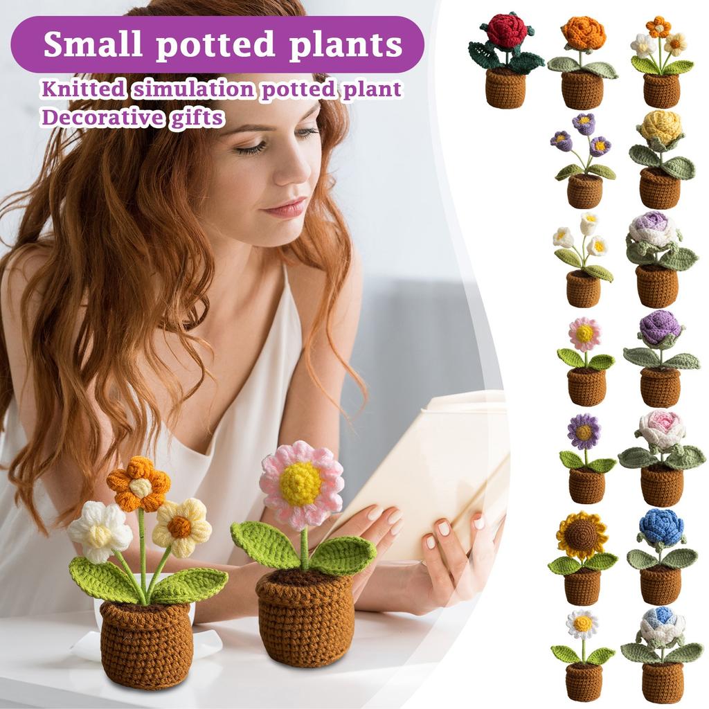 Háčkovaný slunečnicový košík Ručně pletené simulované slunečnice Květináčové ozdoby Sváteční dárky