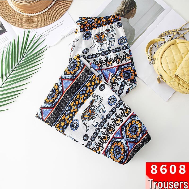 

Женские бриджи-гаремы с высокой талией и манжетами, с этническим летним принтом тайских слонов, широкие One Size