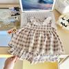 Baby Girl's Casual Clothing Set peter pan collar Sleeveless Dress Top + Shorts Set with Skirt 2PCS Set