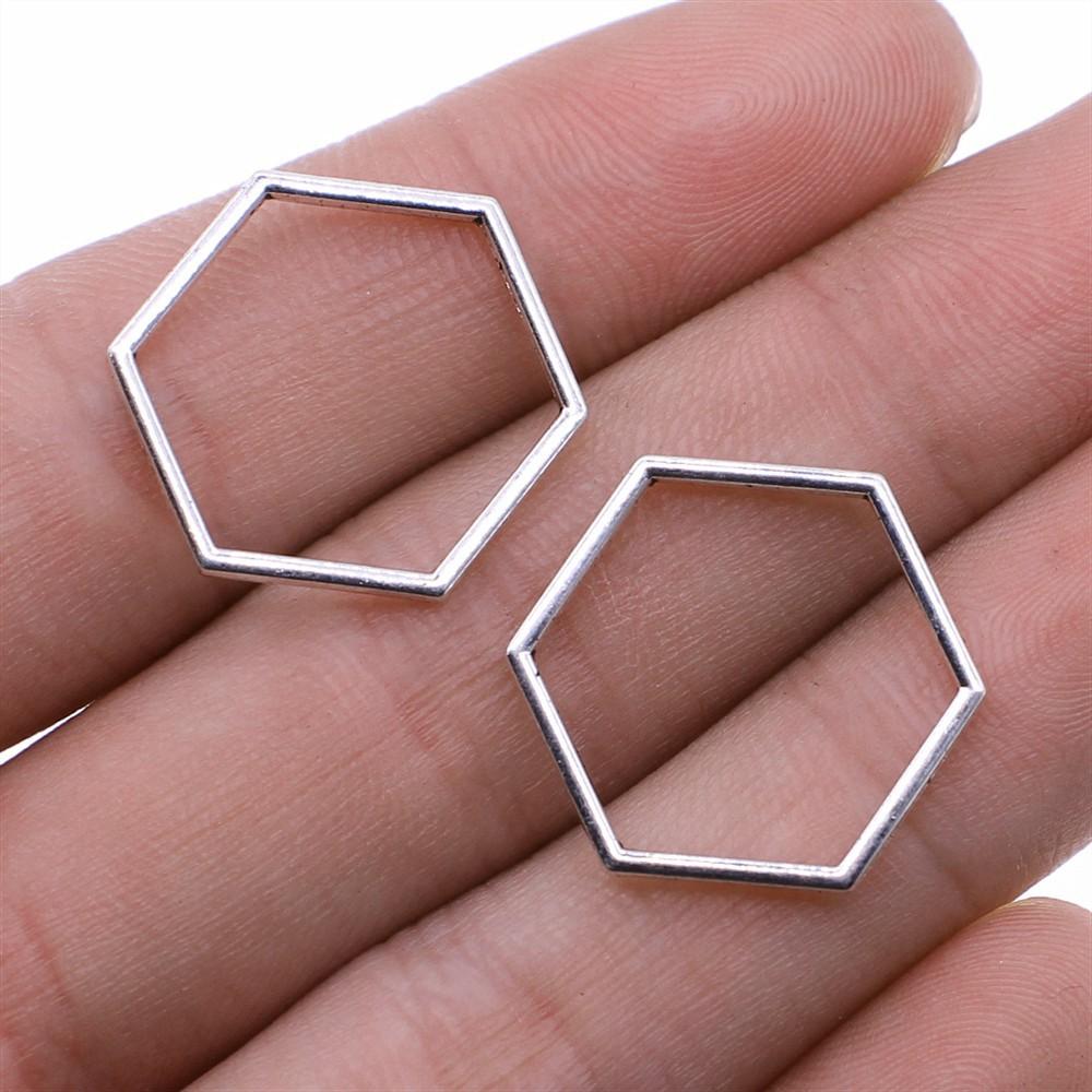 20pcs Charms Hexagonal Honeycomb DIY Jewelry Findings Antique Silver Color Bee Honeycomb Charms