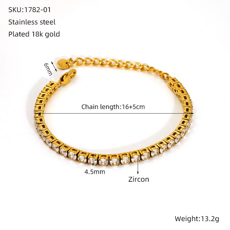 Colored Zircon Tennis Bracelet, Full Zircon Statement Chain, Light Luxury Women's Fashion Jewelry,