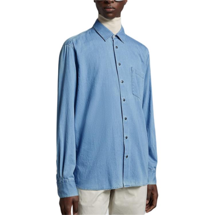 Moncler Monochrome Pointed Collar Long Sleeve Shirt Men Shirts I10912F00004596RT77A