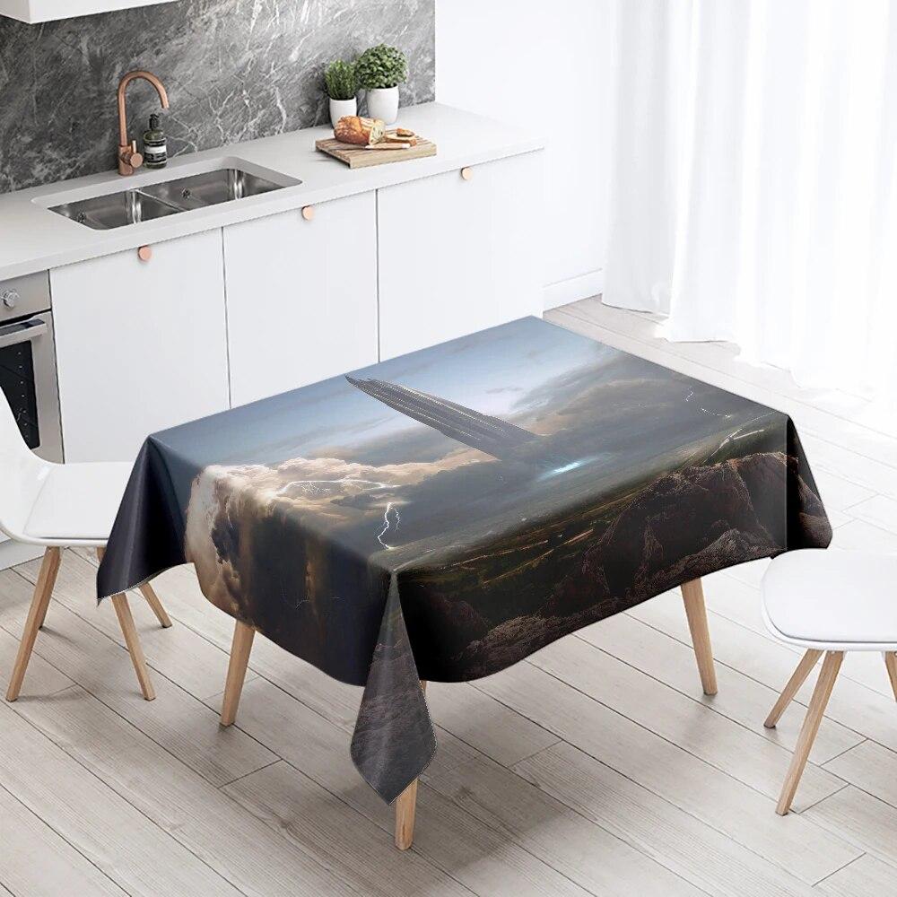 Sci-Fi Future Tischdecke, Punk, schmutzabweisend, wasserdicht, rechteckig, für Küche, Esstisch, Heimdekoration