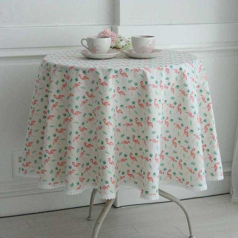 

Mini Flamingo Linen Round Tablecloth One color